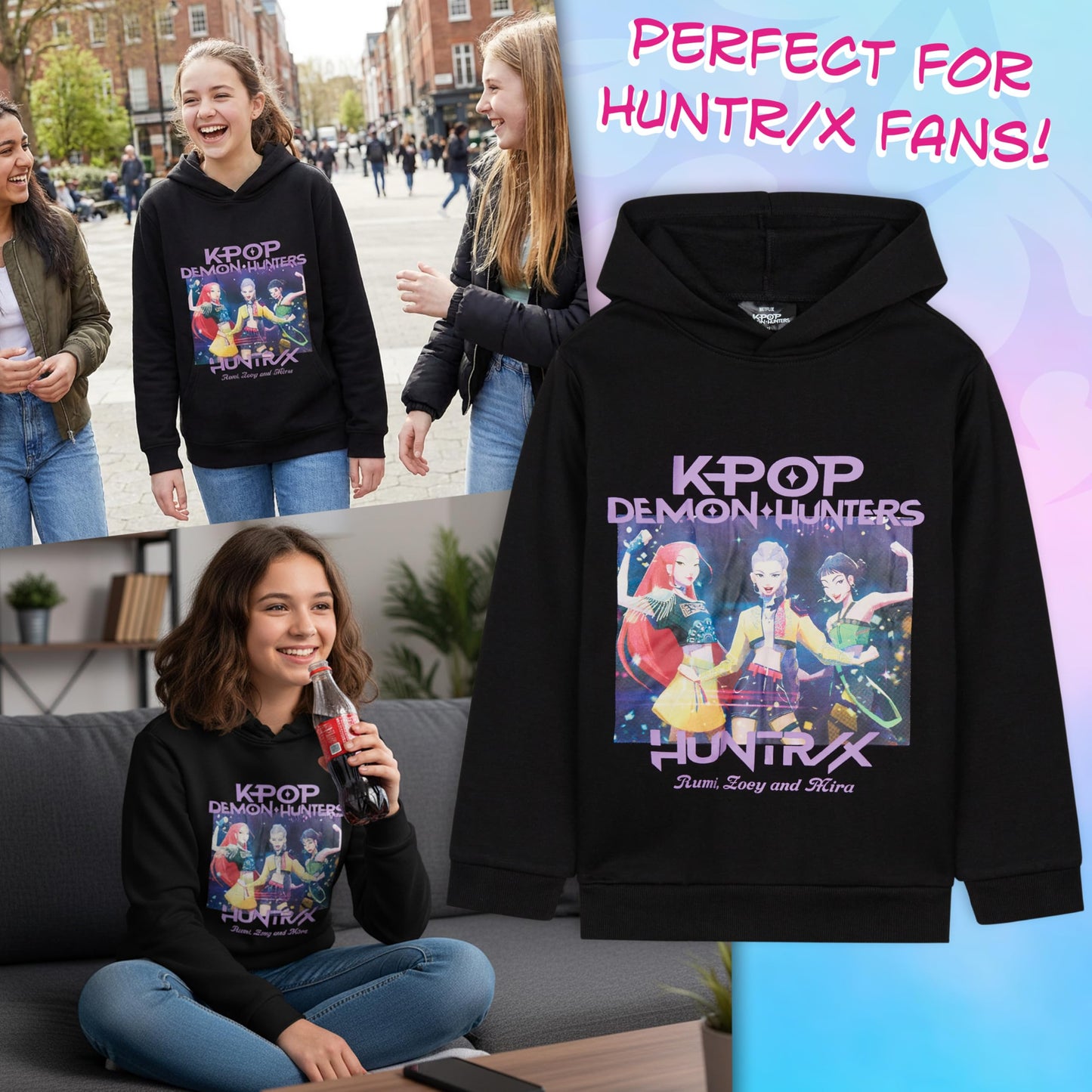 K-Pop Demon Hunters Hoodie for Girls & Teens — Officially Licensed Warm Pullover