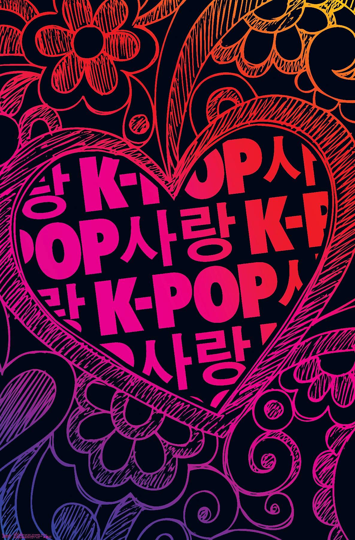 K-Pop Wall Poster — 22.375" × 34" Print with Beechwood Hanger