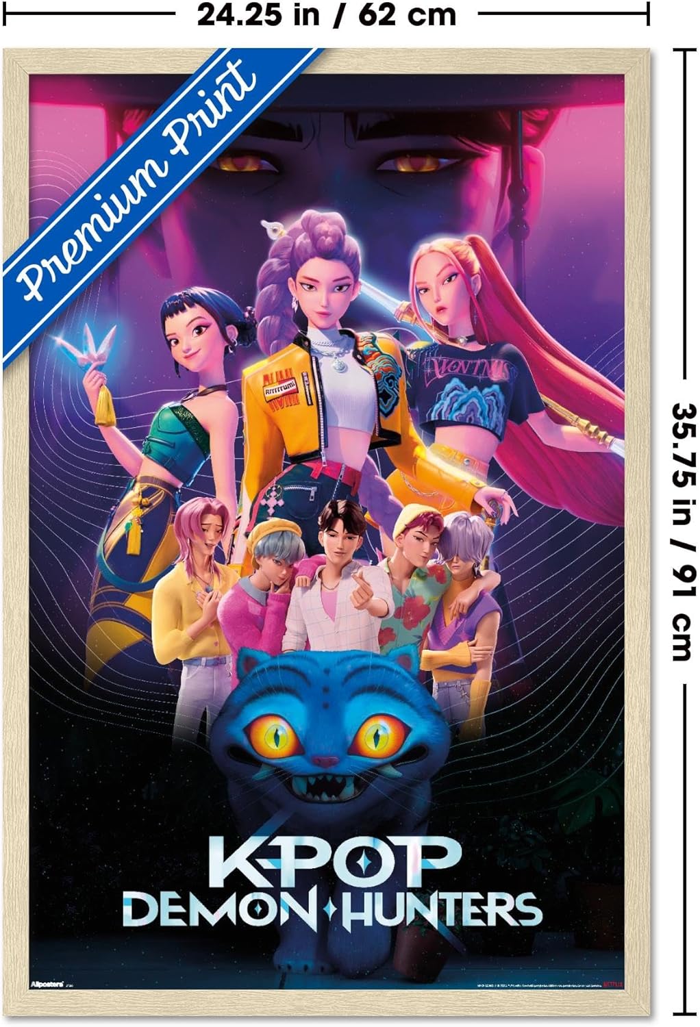 K-Pop Demon Hunters Group Wall Poster (2025) — Unframed 34″ × 22.4″