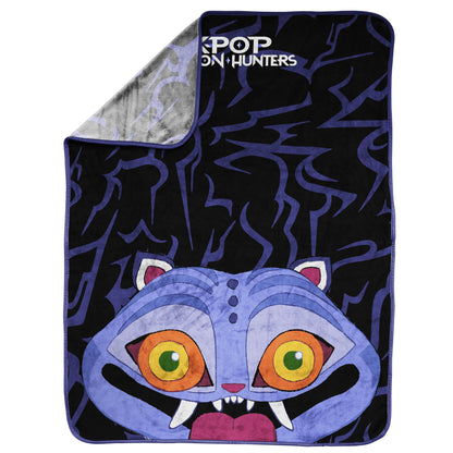 Saja Boys & Huntrix Chibi Plush Throw | K-Pop Demon Hunters Lavender Aesthetic Dorm Blanket