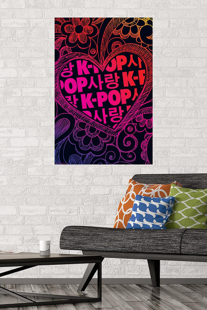 K-Pop Wall Poster — 22.375" × 34" Print with Beechwood Hanger