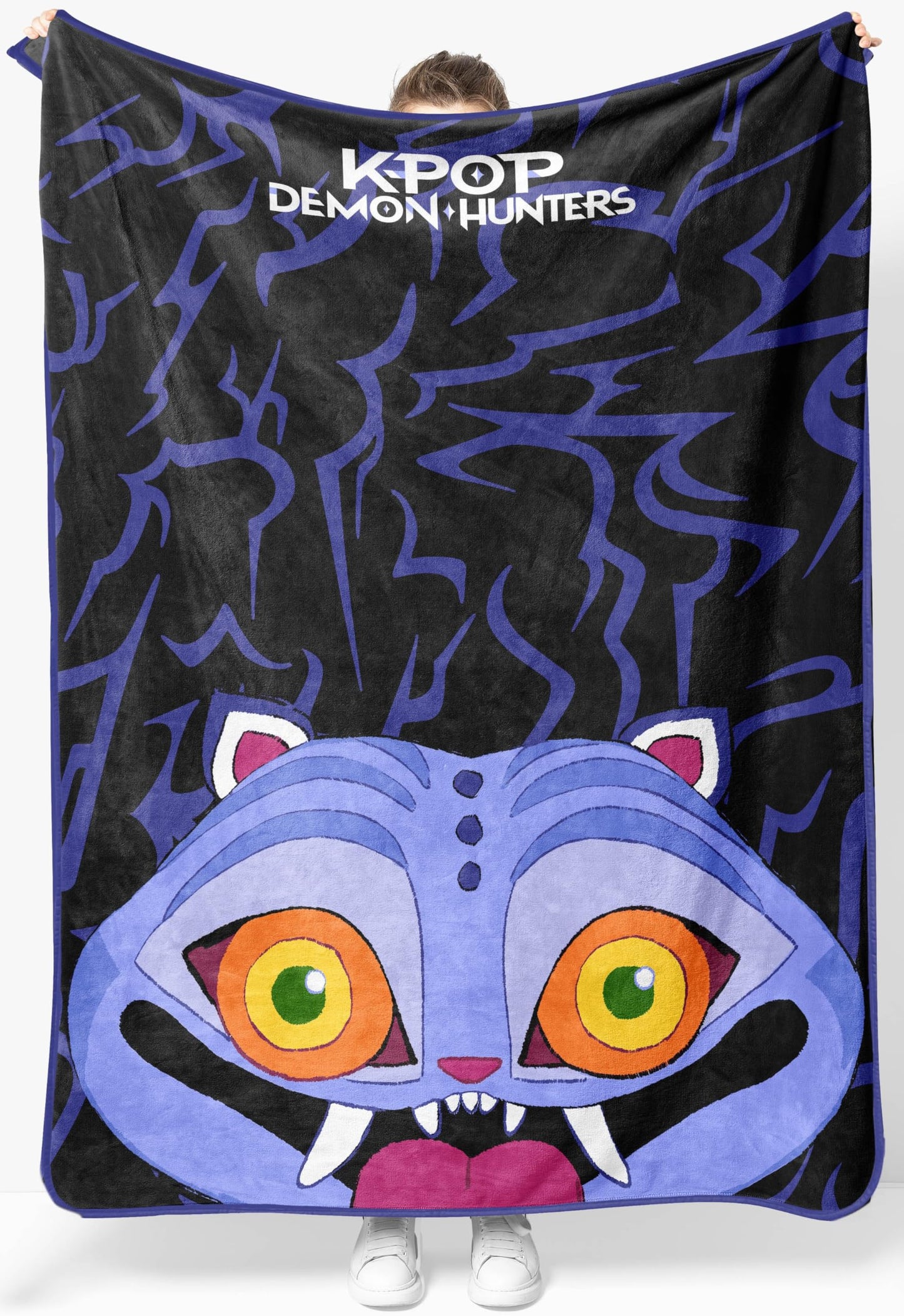 Saja Boys & Huntrix Chibi Plush Throw | K-Pop Demon Hunters Lavender Aesthetic Dorm Blanket