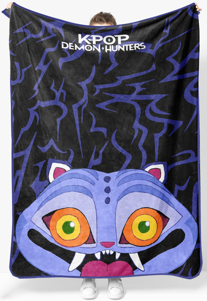 Saja Boys & Huntrix Chibi Plush Throw | K-Pop Demon Hunters Lavender Aesthetic Dorm Blanket