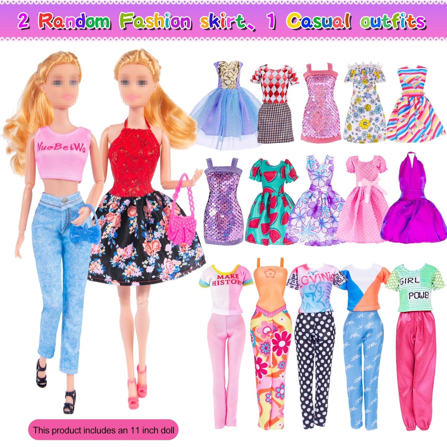 140 Pack 11.5-inch Doll & Closet Set — Fashion DIY Wardrobe Clothes & Accessories