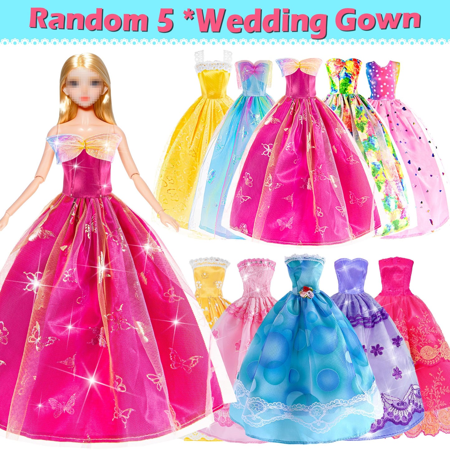 140 Pack 11.5-inch Doll & Closet Set — Fashion DIY Wardrobe Clothes & Accessories