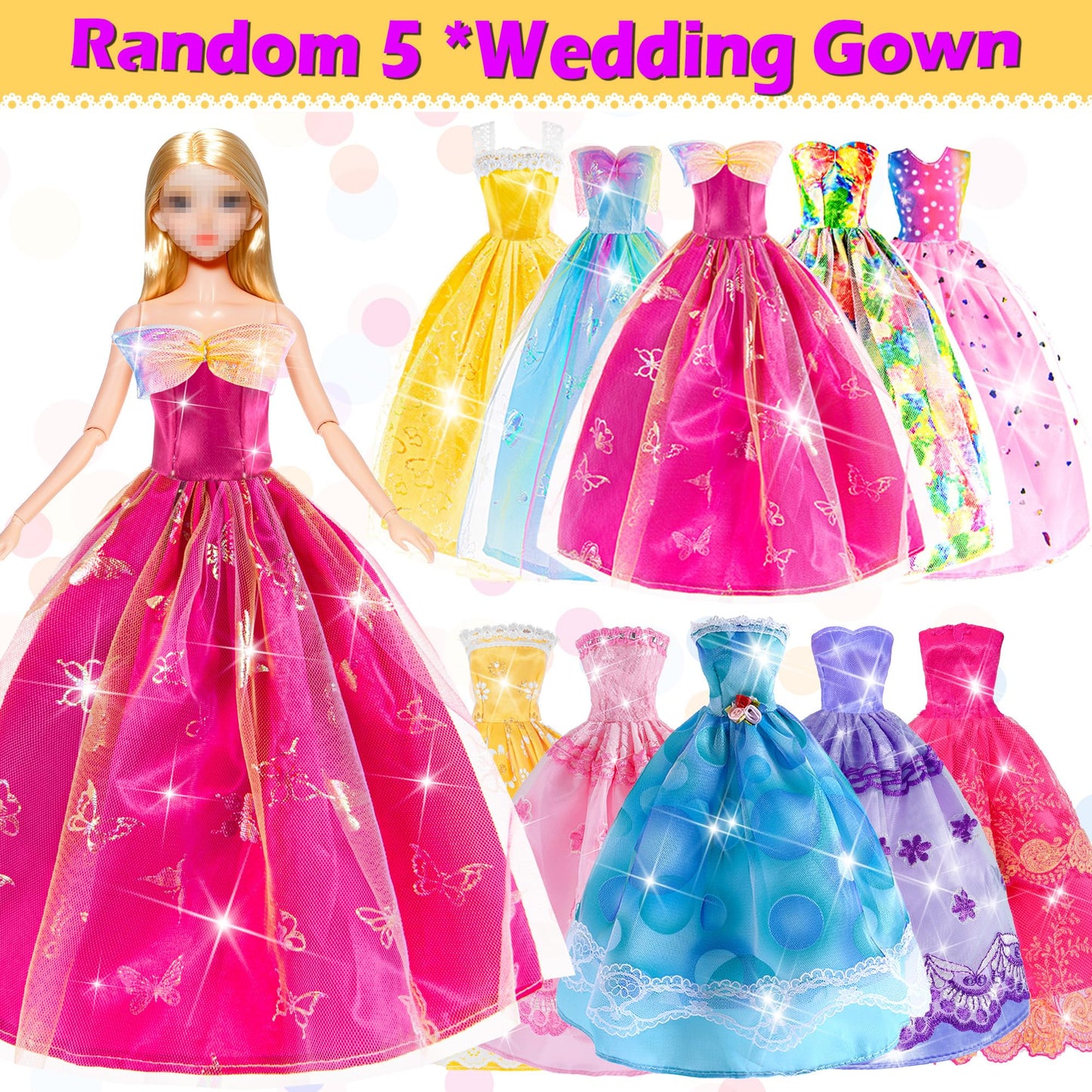 140 Pack 11.5-inch Doll & Closet Set — Fashion DIY Wardrobe Clothes & Accessories