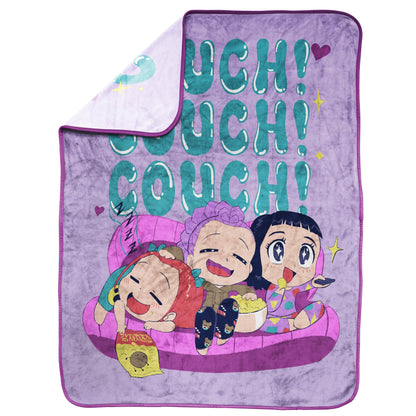 Saja Boys & Huntrix Chibi Plush Throw | K-Pop Demon Hunters Lavender Aesthetic Dorm Blanket