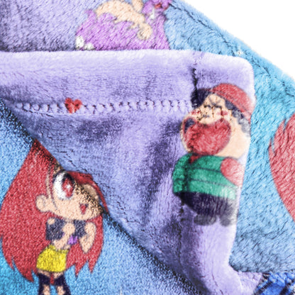 Saja Boys & Huntrix Chibi Plush Throw | K-Pop Demon Hunters Lavender Aesthetic Dorm Blanket