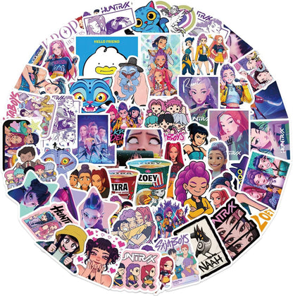Movie Sticker, 60pcs Demon Hunters Stickers for Kids, Korean Idol Sticker Anime Style Stickers for Water Bottles, Huntrx, Saja Boys, Jinwoo, Rumi, Decal Gifts for Teens Girls Boys