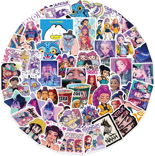 Movie Sticker, 60pcs Demon Hunters Stickers for Kids, Korean Idol Sticker Anime Style Stickers for Water Bottles, Huntrx, Saja Boys, Jinwoo, Rumi, Decal Gifts for Teens Girls Boys