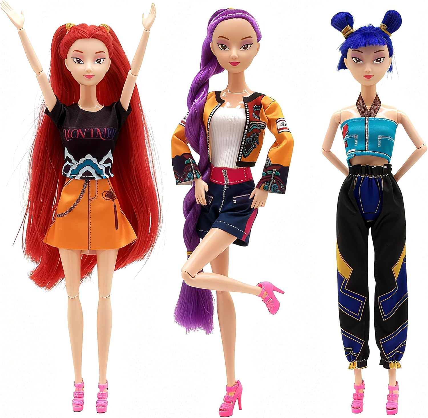 Huntrix 11.5-inch poseable dolls 3-pack featuring Zoey, Rumi and Mira — K-Pop Demon Hunters collectible action dolls