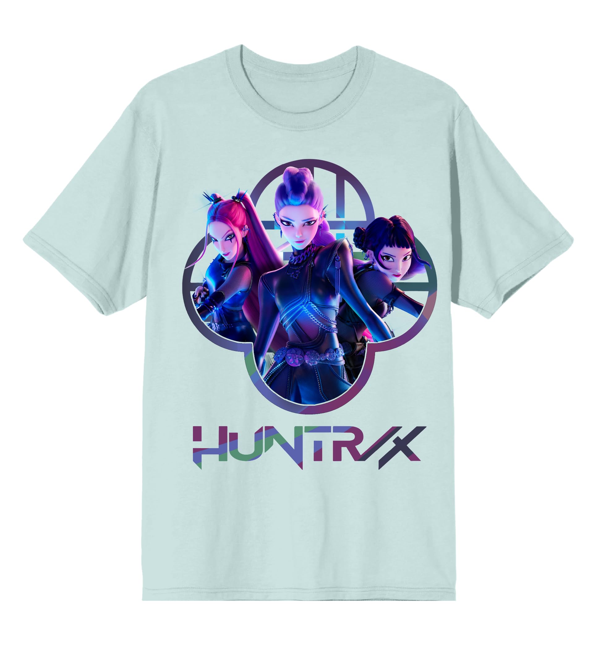 K Pop Demon Hunters Huntrix Capture Color Adult Blue Glass Crew Neck Short Sleeve T-Shirt-Large