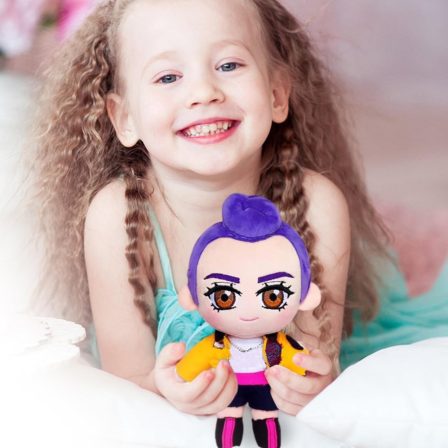 Rumi K-Pop Demon Hunters plush toy inside collectible packaging