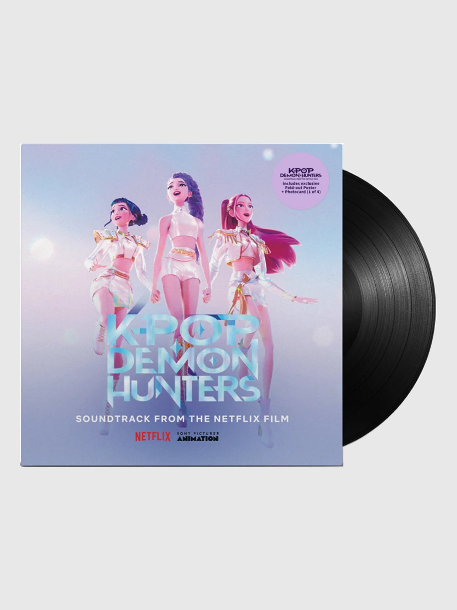 Official K-Pop Demon Hunters Golden Limited Edition Vinyl showing the translucent gold disc and gatefold cover