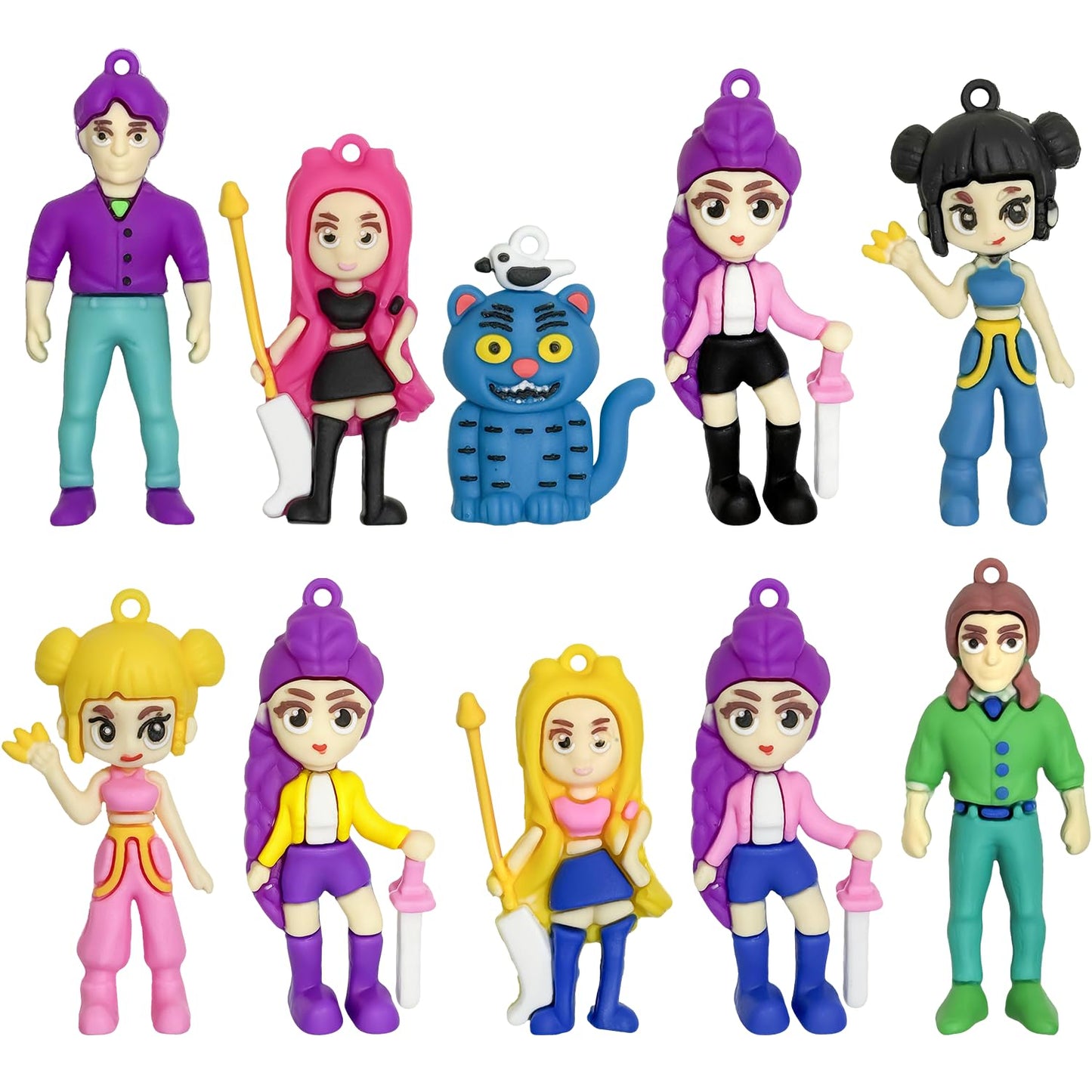 Demon Hunters Action Figures, Korean Idol Demon Doll, Demon Hunters Doll Model Set, Anime Character Figures, Desktop Decorations, Home & Office Decoration Accessories 10 Pieces