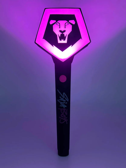 Official HUNTR/X (Huntrix) Prism Lightstick for K-Pop Demon Hunters featuring a purple geometric head