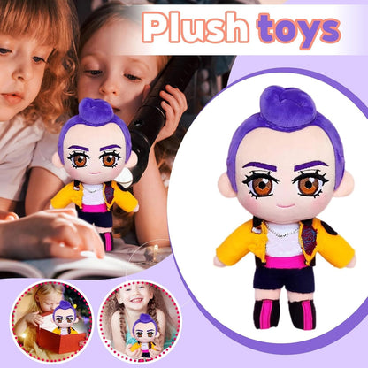 Side profile showing Rumi's hair and outfit details on the plush doll