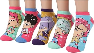 5-pack of colorful ankle socks featuring Jinu, Baby, Mystery, Romance, and Abby from Saja Boys