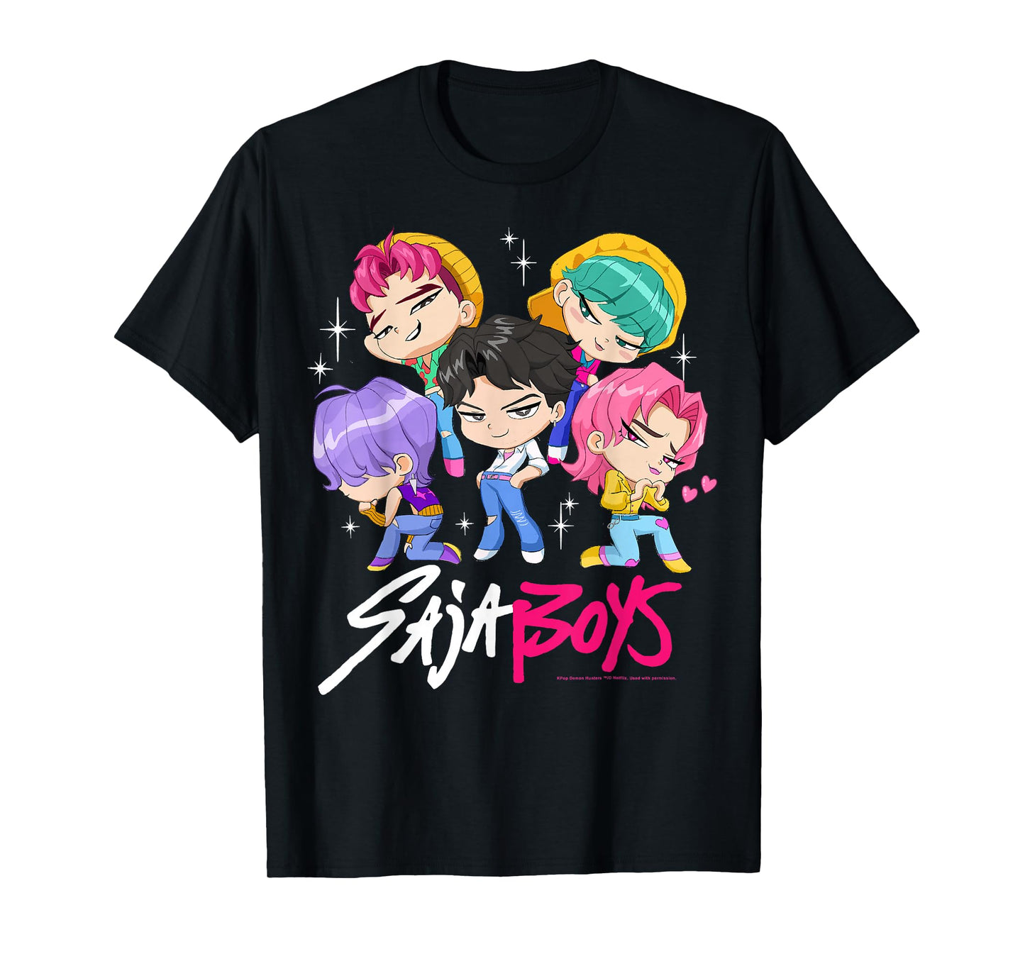 K-Pop Demon Hunters Saja Boys Chibi Band Group Shot T-Shirt