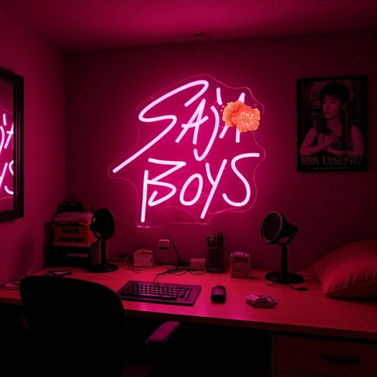 Huntrix Saja Boys Demon LED "Pink Idol Glow" Neon Sign by Huntrix – 13"x13" USB Powered LED Wall Art in Vibrant Pink – Aesthetic Room Decor for Bedroom, Gaming Setup & Gift for Teens