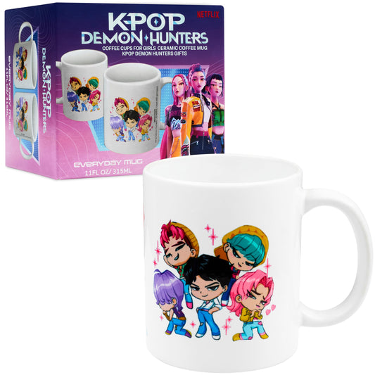 K-Pop Demon Hunters Coffee Mug for Girls, Teens, 11 Oz Ceramic Cup, Coffee Cups and Mugs, Saja Boys, Gifts for Girls (White Saja Boys)